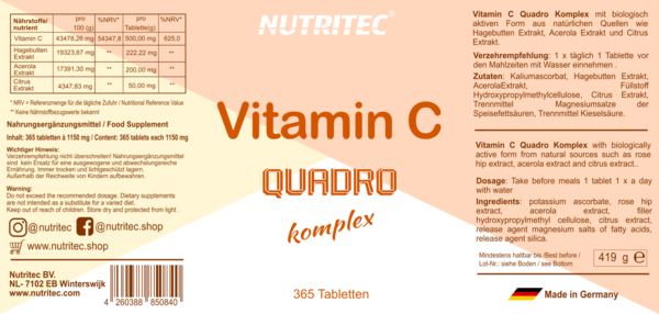 Vitamin C 500 Quadrokomplex